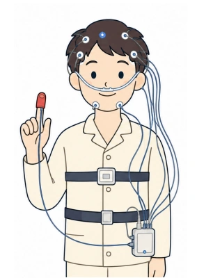 脳波なども記録する精密PSG検査